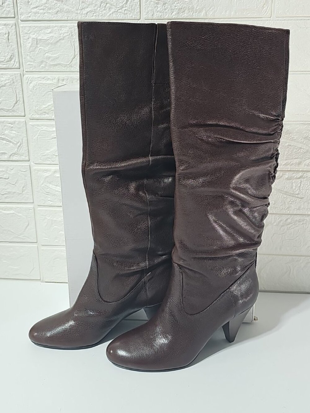 Nine West Scapegoat Dark Brown Women's Leather Heeled Boots Boots 5.5 M